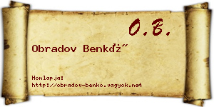 Obradov Benkő névjegykártya